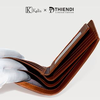 Ví Bóp Gập Ngang Nam Da Bò Thật Cao Cấp KALIS x Thiendi WCSS02 Bóp Ví Da Bò Nam Nguyên Tấm Full Hộp Có Bảo Hành