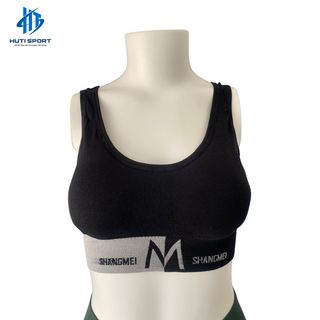 Áo Tập Chữ M Crop Top Phối Sọc Tập Gym Thoải Mái, Áo Bra Thun Dệt