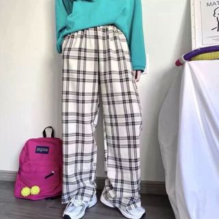 QUẦN NỮ KẺ CARO LƯNG CAO , DÁNG RỘNG , ỐNG SUÔNG ULZZANG TRẺ TRUNG , PHONG CÁCH