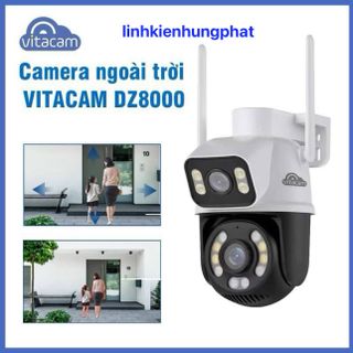 CAMERA 2 MẮT VITACAM DZ8000 KHÔNG GÓC KHUẤT 8.0 MP, XEM 2 MÀN HÌNH, XOAY 360 ĐỘ