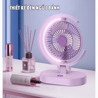 Quạt Tích Điện Mini Để Bàn Hình Mặt Trăng 3 Cấp Độ Gió Kèm Đèn Ngủ CTB705 - BECHIP