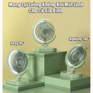 Quạt Tích Điện Mini Để Bàn Hình Mặt Trăng 3 Cấp Độ Gió Kèm Đèn Ngủ CTB705 - BECHIP