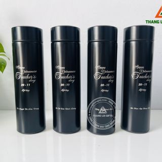 Bình giữ nhiệt inox 304 Màu đen dung tích 500ml In ấn nội dung Tri ân Thầy Cô