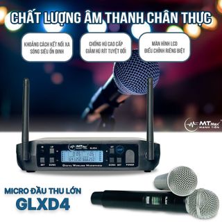 Micro Đầu Thu Lớn GLXD4 - Hút Âm Tốt, Bắt Sóng Xa Ổn Định, Chống Hú Tuyệt Đối, Điều Chỉnh Riêng Biệt