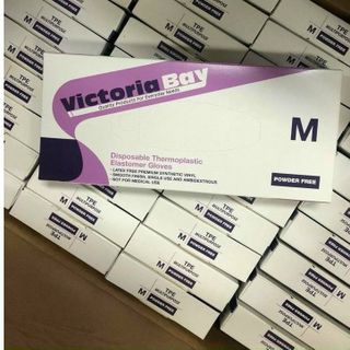Hộp 100 chiếc găng tay Victoria TPE size M siêu dai không thấm nước, Bao tay cao su an toàn tiện lợi
