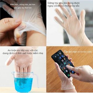 Hộp 100 chiếc găng tay Victoria TPE size M siêu dai không thấm nước, Bao tay cao su an toàn tiện lợi