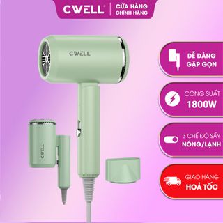 Máy sấy tóc mini gập gọn CWell C05HD, máy sấy tóc công suất lớn 1800W