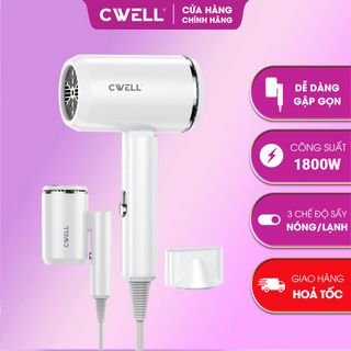 Máy sấy tóc mini gập gọn CWell C05HD, máy sấy tóc công suất lớn 1800W