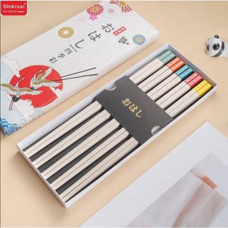 Bộ 5 đôi đũa sợi thủy tinh kháng khuẩn Shikisai nội địa Nhật Bản - Sanada