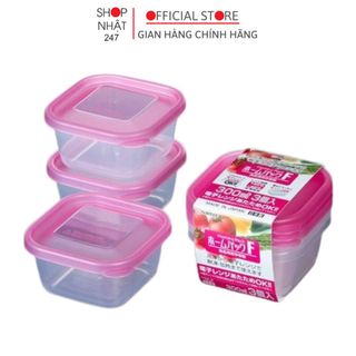 Set 3 hộp thực phẩm 300ml nắp hồng Nội địa Nhật Bản - Nakaya giá sỉ