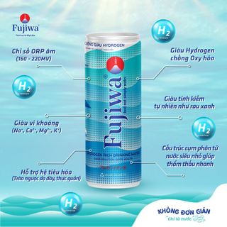Thùng 24 Lon Nước Uống Giàu Hydrogen Cao Cấp Fujiwa Đóng Lon 330ml - Hỗ trợ tiêu hoá, Cải thiện đường ruột, Giải độc gan