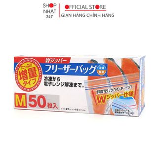 Set 50 túi zip đựng thực phẩm ngăn đông size M nội địa Nhật Bản - Nakaya giá sỉ