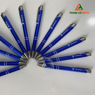Bút bi kim loại bấm Màu xanh Khắc logo doanh nghiệp TRIỆU THÁI SƠN