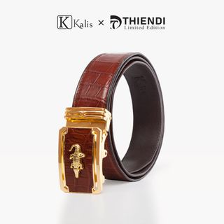 Dây nịt nam da cá sấu thật cao cấp hàng hiệu Kalis x Thiendi BABT03 Dây nịt nịch thắt lưng nam da cá sấu thật Fullbox