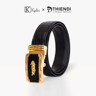 Dây nịt nam da cá sấu thật cao cấp hàng hiệu Kalis x Thiendi BABT03 Dây nịt nịch thắt lưng nam da cá sấu thật Fullbox