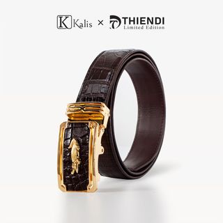 Dây nịt nam da cá sấu thật cao cấp hàng hiệu Kalis x Thiendi BABT03 Dây nịt nịch thắt lưng nam da cá sấu thật Fullbox