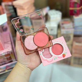 Phấn má hồng, highlighter Kiss Beauty, mọng nước, kết cấu mịn, màu đẹp, lâu trôi, 2in1