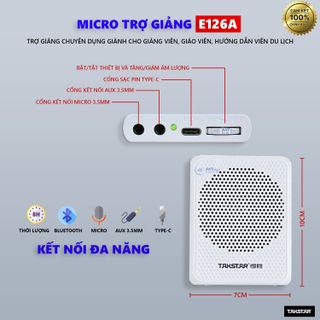 Máy Trợ Giảng Có Dây Takstar E126A - Micro Trợ Giảng 8W Chuyên Dùng Cho Giảng Viên, Hướng Dẫn Viên