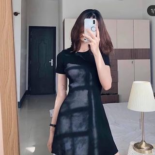 Đầm xoè body cổ tròn tay cộc