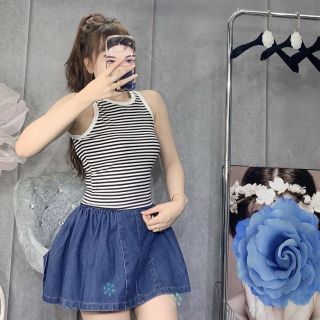 Áo thun ba lỗ sọc form dài