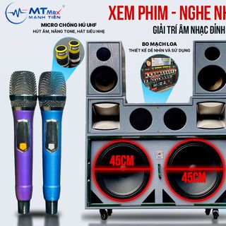 Loa Kéo Karaoke Di Động T02 Pro - Công Suất Cực Lớn 1500W, Hệ Thống 10 Loa 3 Đường Tiếng, 2 Bass 45cm Âm Thanh Mạnh Mẽ, Tặng Kèm 2 Micro Chống Hú Cao Cấp