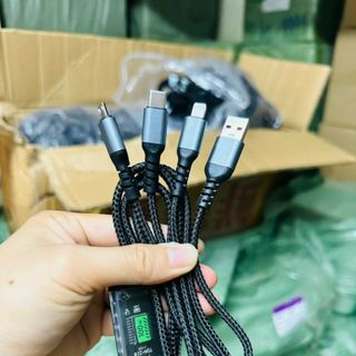 [Sẵnc Kho] Dây Sạc Tự Ngắt - Dây Cáp Sạc Dữ Liệu Sạc Nhanh 100W Micro USB Type C 3 Trong 1 6A