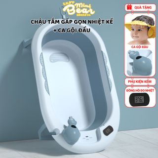 Chậu tắm gấp gọn- thau tắm nhiệt kế cho bé