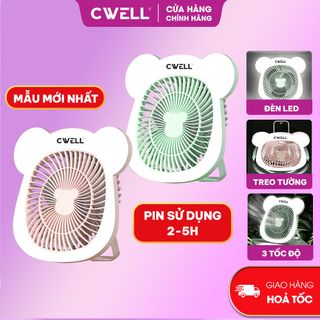 Tuyển đại lý bán quạt tích điện để bàn CWELL, mẫu tai gấu có đèn