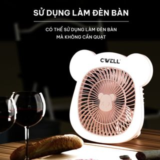 Tuyển đại lý bán quạt tích điện để bàn CWELL, mẫu tai gấu có đèn