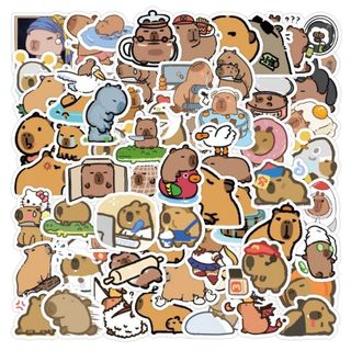 Túi 50 sticker nón bảo hiểm capybara
