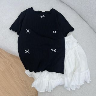Áo thun cổ tròn phối nơ xinh xắn HAL