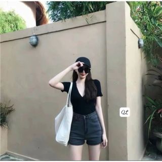 Áo cổ tim tay ngắn AQUYY