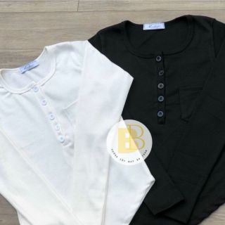 Áo Thun Tay dài phối nút có túi
