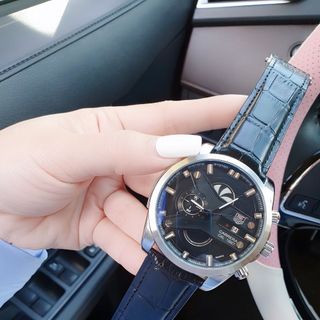 ĐỒNG HỒ NAM DA TRUNG CẤP TA.G HE.UER DÂY DA MẶT TRÒN TO SIZE 47mm
