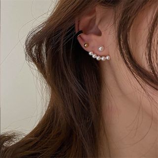 Khuyên Tai Hàn Quốc Nhỏ Đính Hạt Ngọc Trai Tinh Tế hottrend S01