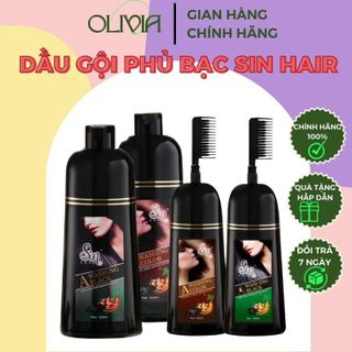 Dầu Gội Phủ Bạc Sin Hair Nhật Bản 500ML, Dầu Gội Thảo Dược Nhuộm Màu Đen - Nâu Tự Nhiên Tóc Bóng Mượt Tinh Chất Nhân Sâm