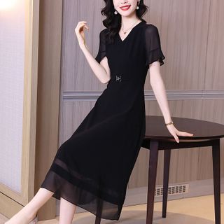 Đầm trung niên sang trọng cho mẹ bigsize thiết kế phong cách Hàn Quốc cao cấp dự tiệc P03 giá sỉ