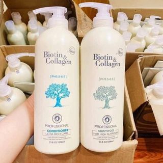 Bộ Dầu Gội Xả Bio tin& Col lagen 1+1L Màu Trắng Phục Hồi, Kích Thích Mọc Tóc Phục Hồi Tóc Khô Xơ, Hư Tổn