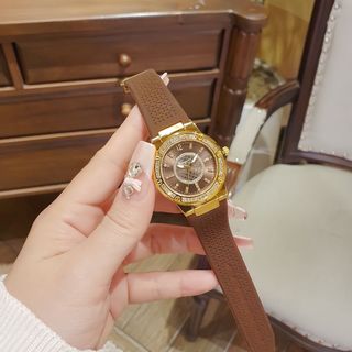 ĐỒNG HỒ NỮ THỜI TRANG SAL VATOLE DÂY CAO SU MẶT TRÒN VIỀN ĐÁ