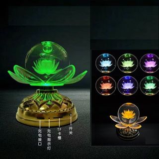 Đèn cầu pha lê đổi màu có tiếng niệm phật