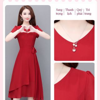 Đầm trung niên dự tiệc sang trọng, voan lụa mềm mại, thiết kế dáng xoè che khuyểt điểm tốt HN13