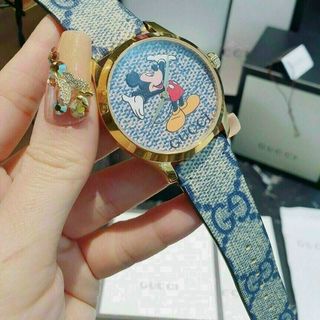 HOT SALE ĐỒNG HỒ NỮ MÁY THUỴ SỸ GU CII DÂY DA MẶT CHUỘT MICKEY