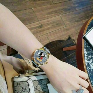 HOT SALE ĐỒNG HỒ NỮ MÁY THUỴ SỸ GU CII DÂY DA MẶT CHUỘT MICKEY