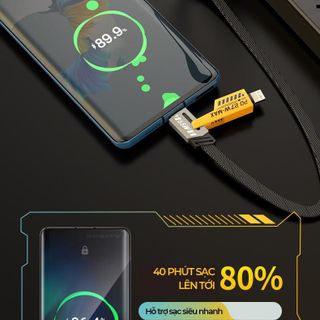 Dây cáp sạc nhanh 4 trong 1 chuẩn 65w, siêu bền sạc nhanh, sạc cho macbook, smartphone, laptop