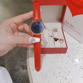 SET ĐỒNG HỒ NỮ CAO CẤP DÂY DA MẶT ĐÁ LẤP LÁNH KÈM LẮC TAY HOẶC DÂY CHUYỀN