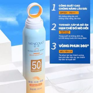 Xịt chống nắng dạng bình xịt đầu phủ 360 độ SPF+ PA+++ Ova Mingduo lọ 150ml, chai sịt dưỡng ẩm, làm trắng, nâng tone da.