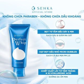 Sữa rửa mặt Senka Nhật bản Perfect Whip màu xanh