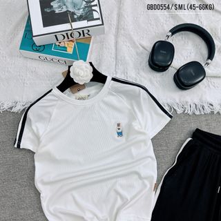 Bộ Nữ Tăm Áo Cộc Tay Quần Dài Thêu Gấu Mềm Mát, Suôn  Mượt, Trời Trang Khỏe Khoắn GBD0554