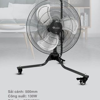 Quạt sàn công nghiệp Sowun 130W chân xe đẩy, mô tơ đồng, cánh nhôm, 3 cấp gió, trục vòng bi SW825