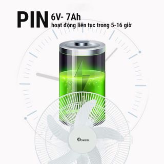 Quạt sạc Sowun 18W chạy liên tục 6-12 tiếng SW807
